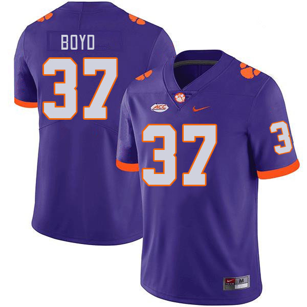 Men #37 Liam Boyd Clemson Tigers College Football Jerseys Stitched-Purple